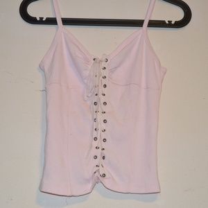 ! Toska | S | Pink Lace Up Tank